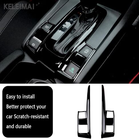 Car Accessories Fit for Honda 10th Gen Civic 2016-2021 Interior Gear Shift Knob Console Panel Trims Cover (Glossy Black) 2PCS ABS in Saudi Arabia