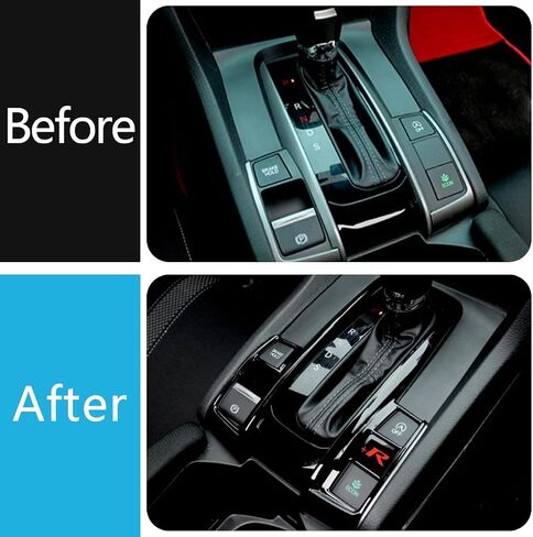 Car Accessories Fit for Honda 10th Gen Civic 2016-2021 Interior Gear Shift Knob Console Panel Trims Cover (Glossy Black) 2PCS ABS in Saudi Arabia