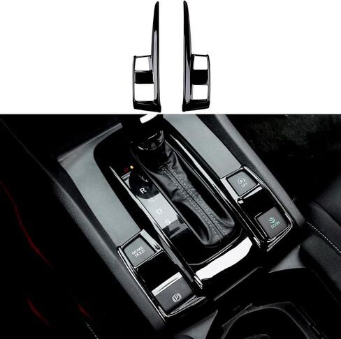 Car Accessories Fit for Honda 10th Gen Civic 2016-2021 Interior Gear Shift Knob Console Panel Trims Cover (Glossy Black) 2PCS ABS in Saudi Arabia