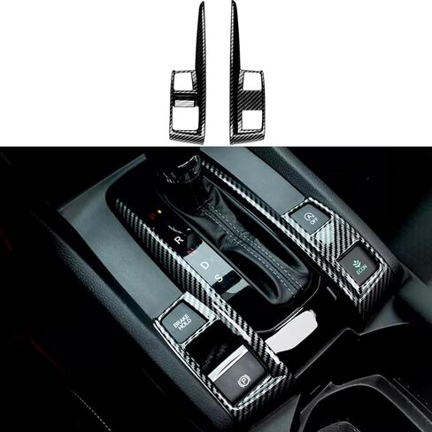Car Accessories Fit for Honda 10th Gen Civic 2016-2021 Interior Gear Shift Knob Console Panel Trims Cover (Glossy Black) 2PCS ABS in Saudi Arabia