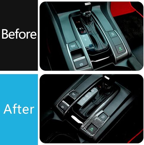 Car Accessories Fit for Honda 10th Gen Civic 2016-2021 Interior Gear Shift Knob Console Panel Trims Cover (Glossy Black) 2PCS ABS in Saudi Arabia