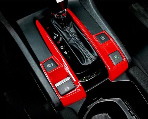 Car Accessories Fit for Honda 10th Gen Civic 2016-2021 Interior Gear Shift Knob Console Panel Trims Cover (Glossy Black) 2PCS ABS in Saudi Arabia