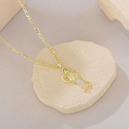 14K Gold Plated Pendant Necklace Pave Crystal Design, Unique Statement Jewelry for Men & Women, Faith-Inspired Gift in Kuwait