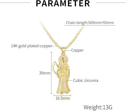 14K Gold Plated Pendant Necklace Pave Crystal Design, Unique Statement Jewelry for Men & Women, Faith-Inspired Gift in Kuwait