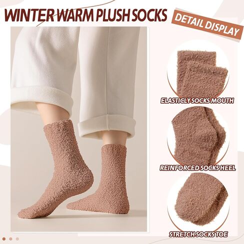 Womens Fuzzy Socks Warm Fluffy Winter Cozy Thick Plush Microfiber Slipper Soft Home Sleeping Socks 5 Pairs in Kuwait