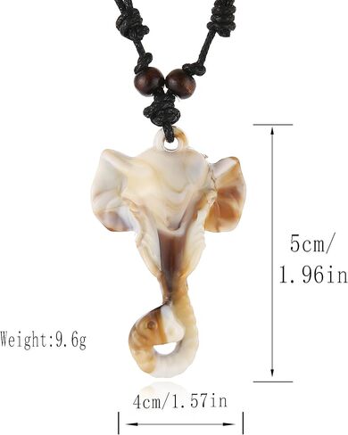 STWTR Adjustable Resin Elephant Hemp Rope Necklace, Maori Tribe Pendant, Lucky Jewelry in Saudi Arabia