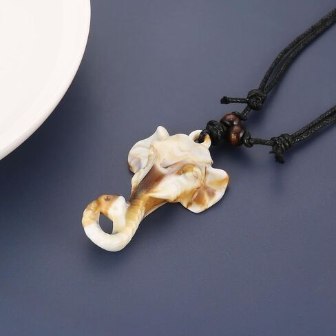 STWTR Adjustable Resin Elephant Hemp Rope Necklace, Maori Tribe Pendant, Lucky Jewelry in Saudi Arabia