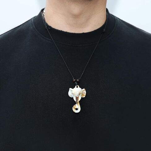 STWTR Adjustable Resin Elephant Hemp Rope Necklace, Maori Tribe Pendant, Lucky Jewelry in Saudi Arabia