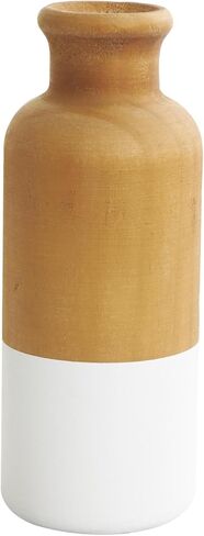 DECO 79 Wood Disrodative Proot Colorblock Centerpiece مزهريات مع قواعد بيضاء ، مجموعة من 3 مزهريات للديكور المنزلي 10 "، 8" ، 5 "H ، Brown in Saudi Arabia