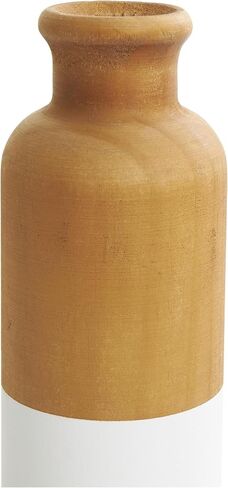 DECO 79 Wood Disrodative Proot Colorblock Centerpiece مزهريات مع قواعد بيضاء ، مجموعة من 3 مزهريات للديكور المنزلي 10 "، 8" ، 5 "H ، Brown in Saudi Arabia