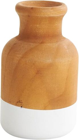 DECO 79 Wood Disrodative Proot Colorblock Centerpiece مزهريات مع قواعد بيضاء ، مجموعة من 3 مزهريات للديكور المنزلي 10 "، 8" ، 5 "H ، Brown in Saudi Arabia