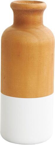 DECO 79 Wood Disrodative Proot Colorblock Centerpiece مزهريات مع قواعد بيضاء ، مجموعة من 3 مزهريات للديكور المنزلي 10 "، 8" ، 5 "H ، Brown in Saudi Arabia