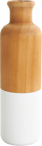 DECO 79 Wood Disrodative Proot Colorblock Centerpiece مزهريات مع قواعد بيضاء ، مجموعة من 3 مزهريات للديكور المنزلي 10 "، 8" ، 5 "H ، Brown in Saudi Arabia