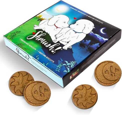 Breakfast & Bedtime Biscuits for Dogs, Pet Wellness Treats, 100% Natural Non-GMO, Made in USA in Saudi Arabia
