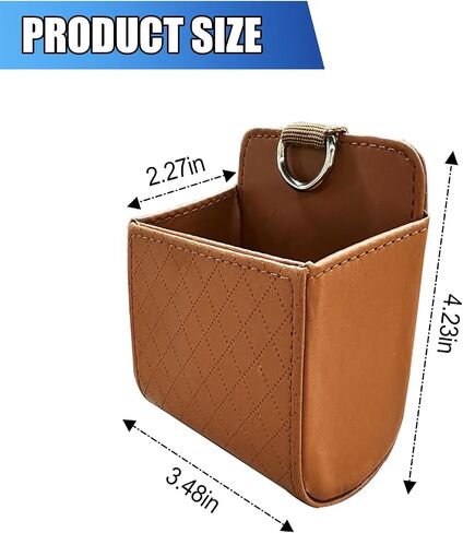 Car Vent Storage Bag, PU Leather Automotive Dashboard Organizer Pocket with Hook, Portable Vehicle Hanging Storage Pouch for Key, Coin, Cell Phone, Sunglasses (Black) in Saudi Arabia