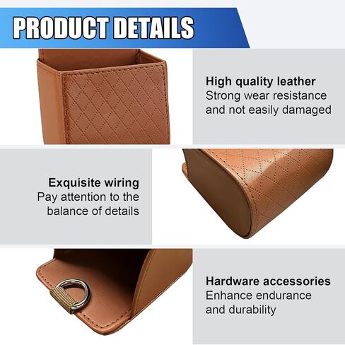 Car Vent Storage Bag, PU Leather Automotive Dashboard Organizer Pocket with Hook, Portable Vehicle Hanging Storage Pouch for Key, Coin, Cell Phone, Sunglasses (Black) in Saudi Arabia