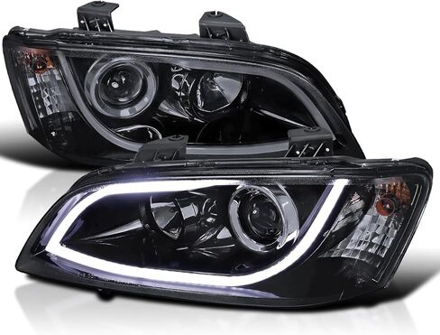 مواصفات ضبط المصابيح LED LED LED BAR أسود دخان الإسقاط الأمامية متوافقة مع 2008-2009 Pontiac G8 ، Left + Pair Pair Assembly Assembly in Saudi Arabia