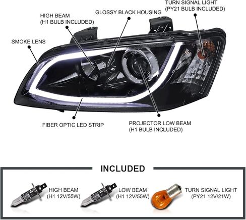 مواصفات ضبط المصابيح LED LED LED BAR أسود دخان الإسقاط الأمامية متوافقة مع 2008-2009 Pontiac G8 ، Left + Pair Pair Assembly Assembly in Saudi Arabia