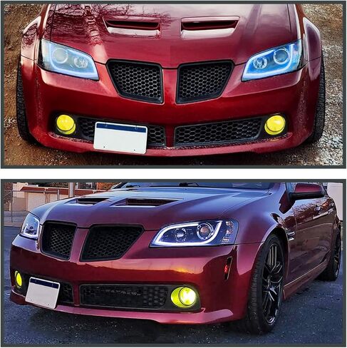 مواصفات ضبط المصابيح LED LED LED BAR أسود دخان الإسقاط الأمامية متوافقة مع 2008-2009 Pontiac G8 ، Left + Pair Pair Assembly Assembly in Saudi Arabia