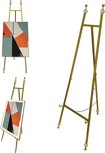 Iron Adjustable Arts & Crafts Easels,Metal Easel Stand with Chain Support for Mirror,58 Inch Floor Easels for Display Wedding Sign(Black) in Kuwait