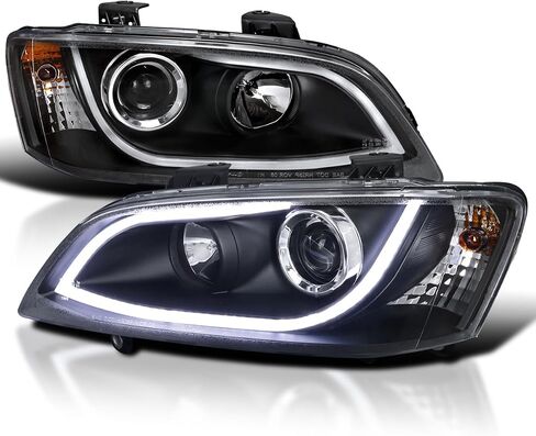 مواصفات ضبط المصابيح LED LED LED BAR أسود دخان الإسقاط الأمامية متوافقة مع 2008-2009 Pontiac G8 ، Left + Pair Pair Assembly Assembly in Kuwait