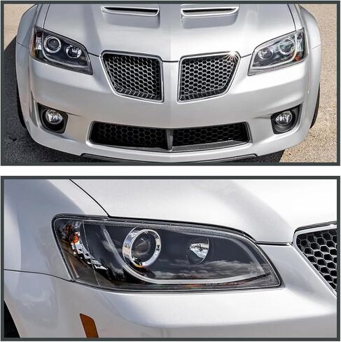 مواصفات ضبط المصابيح LED LED LED BAR أسود دخان الإسقاط الأمامية متوافقة مع 2008-2009 Pontiac G8 ، Left + Pair Pair Assembly Assembly in Kuwait