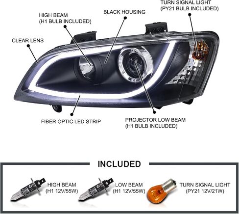 مواصفات ضبط المصابيح LED LED LED BAR أسود دخان الإسقاط الأمامية متوافقة مع 2008-2009 Pontiac G8 ، Left + Pair Pair Assembly Assembly in Kuwait