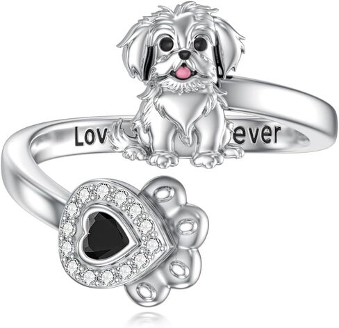 Midari Pug/German Shepherd/Shih Tzu Gifts Rings 925 Sterling Silver Cute Dog Rings for Women Dog Jewelry Gifts for Women Dog Lovers Birthday Christmas in Kuwait