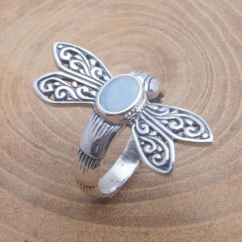 Novica Artisan Handmade Cocktail Cocktail Ring Dragonfly مصنوع بالي. in Kuwait