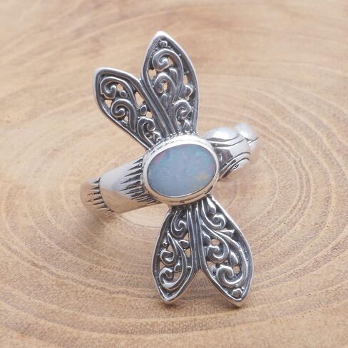 Novica Artisan Handmade Cocktail Cocktail Ring Dragonfly مصنوع بالي. in Kuwait