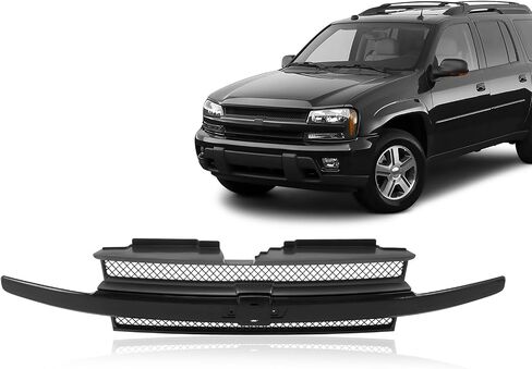 CarpartsDepot Front Black Shell and Insert Grille Assembly Grill with Black Center Bar و Emblem Provision متوافق مع شيفروليه متوافق مع Chevy Trailblazer Ext SUV 2002-2005 in Saudi Arabia