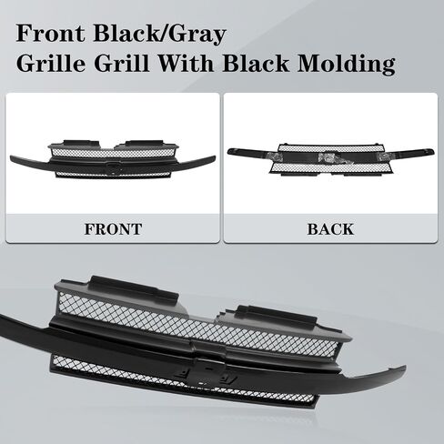 CarpartsDepot Front Black Shell and Insert Grille Assembly Grill with Black Center Bar و Emblem Provision متوافق مع شيفروليه متوافق مع Chevy Trailblazer Ext SUV 2002-2005 in Saudi Arabia