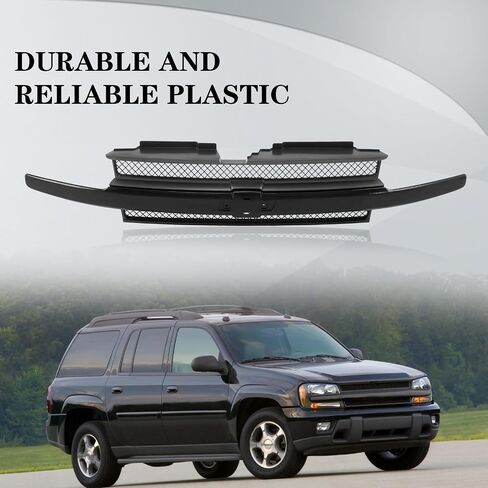 CarpartsDepot Front Black Shell and Insert Grille Assembly Grill with Black Center Bar و Emblem Provision متوافق مع شيفروليه متوافق مع Chevy Trailblazer Ext SUV 2002-2005 in Saudi Arabia