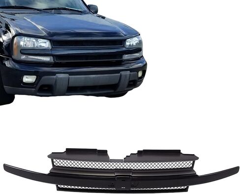 CarpartsDepot Front Black Shell and Insert Grille Assembly Grill with Black Center Bar و Emblem Provision متوافق مع شيفروليه متوافق مع Chevy Trailblazer Ext SUV 2002-2005 in Saudi Arabia