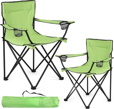 2 Pack Lightweight Camping Chairs for Adults & Teens, 250LBS Capacity Foldable Portable Chairs with Carry Bag, Compact Design for Camping, Beach, Picnics, and Outdoor Events in Saudi Arabia