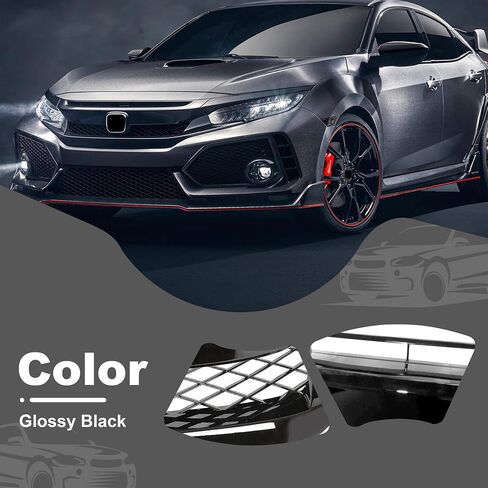 PartsFlow Front Bumper Grille Honeycomb Grill Glossy Black With Trim For 2016 2017 2018 Honda Civic in Saudi Arabia