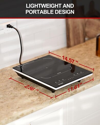 Cooktop الكهربائية ، أعلى الموقد الكهربائي 110 فولت ، تحديد الموقد الكهربائي Cooktop LED مكافحة اللمس ، 6 وظائف محددة مسبقًا ، 10 مستويات طاقة ، قفل وتوقيت ، 1300 واط Cooktop محمولة محمولة in Kuwait