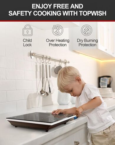 Cooktop الكهربائية ، أعلى الموقد الكهربائي 110 فولت ، تحديد الموقد الكهربائي Cooktop LED مكافحة اللمس ، 6 وظائف محددة مسبقًا ، 10 مستويات طاقة ، قفل وتوقيت ، 1300 واط Cooktop محمولة محمولة in Kuwait