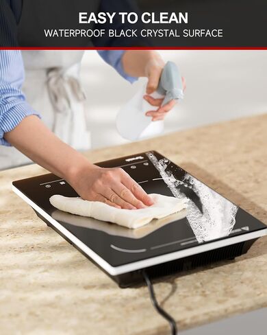 Cooktop الكهربائية ، أعلى الموقد الكهربائي 110 فولت ، تحديد الموقد الكهربائي Cooktop LED مكافحة اللمس ، 6 وظائف محددة مسبقًا ، 10 مستويات طاقة ، قفل وتوقيت ، 1300 واط Cooktop محمولة محمولة in Kuwait