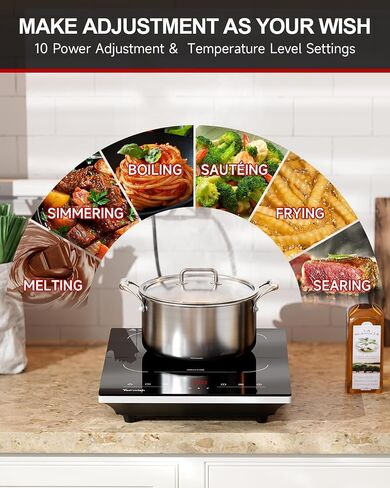 Cooktop الكهربائية ، أعلى الموقد الكهربائي 110 فولت ، تحديد الموقد الكهربائي Cooktop LED مكافحة اللمس ، 6 وظائف محددة مسبقًا ، 10 مستويات طاقة ، قفل وتوقيت ، 1300 واط Cooktop محمولة محمولة in Kuwait