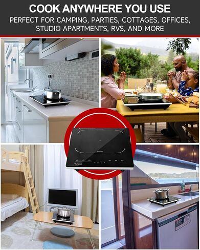 Cooktop الكهربائية ، أعلى الموقد الكهربائي 110 فولت ، تحديد الموقد الكهربائي Cooktop LED مكافحة اللمس ، 6 وظائف محددة مسبقًا ، 10 مستويات طاقة ، قفل وتوقيت ، 1300 واط Cooktop محمولة محمولة in Kuwait