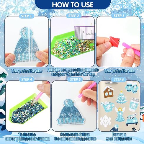 Umigy 16 Pcs Easter Diamond Art Magnets for Refrigerator Spring Diamond Painting Magnets DIY Eggs Bunny Gnome Truck Rhinestones Painting Kits Happy Easter Art for Kids Adults Crafts Fridge Decor in Kuwait
