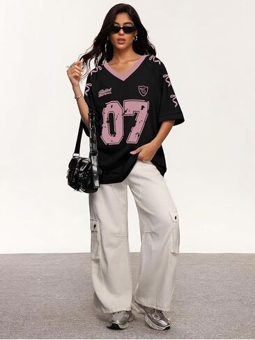 كرة القدم جيرسي نساء الخامس لعبة القميص مع عشاق فريق كرة القدم تي شيرتات مخططة الرسم الإنطلاق قمة قصيرة الأكمام قصيرة in Kuwait