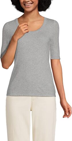Lands 'End Women’s Plus Size Drapey Rib Mitted Cleeve Scoop Deck Tee Tee in Saudi Arabia
