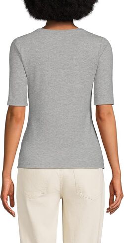 Lands 'End Women’s Plus Size Drapey Rib Mitted Cleeve Scoop Deck Tee Tee in Saudi Arabia