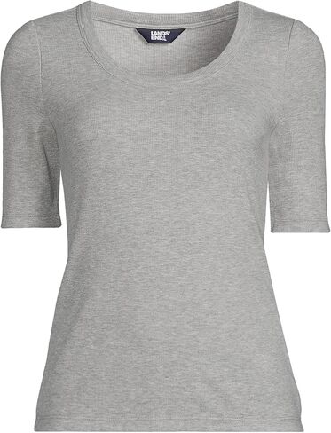 Lands 'End Women’s Plus Size Drapey Rib Mitted Cleeve Scoop Deck Tee Tee in Saudi Arabia