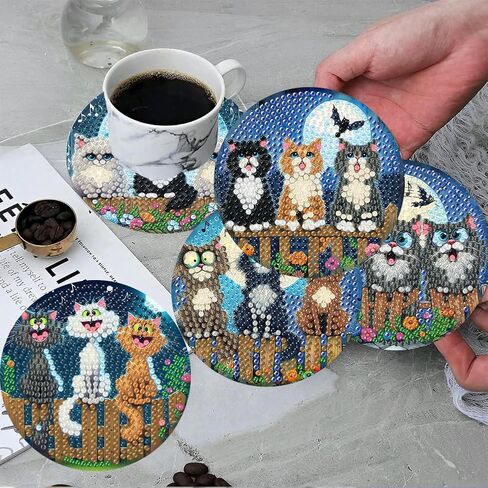 8 Pcs Flowers Diamond Art Coasters with Holder-DIY Flowers Diamond Painting Coasters 5D Flowers Diamond Art Coaster with Cork Pads for Adults in Kuwait