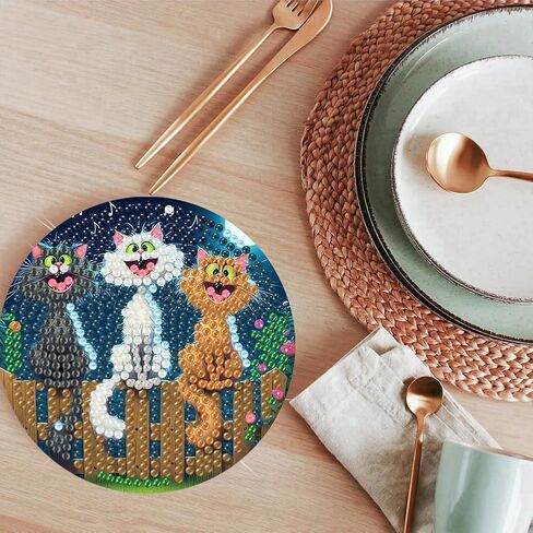 8 Pcs Flowers Diamond Art Coasters with Holder-DIY Flowers Diamond Painting Coasters 5D Flowers Diamond Art Coaster with Cork Pads for Adults in Kuwait