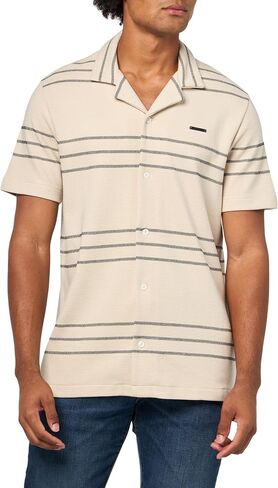 KARL LAGERFELD Men's Knitted Button Front Collared Short Sleeve Shirt in Saudi Arabia