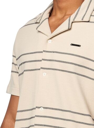 KARL LAGERFELD Men's Knitted Button Front Collared Short Sleeve Shirt in Saudi Arabia